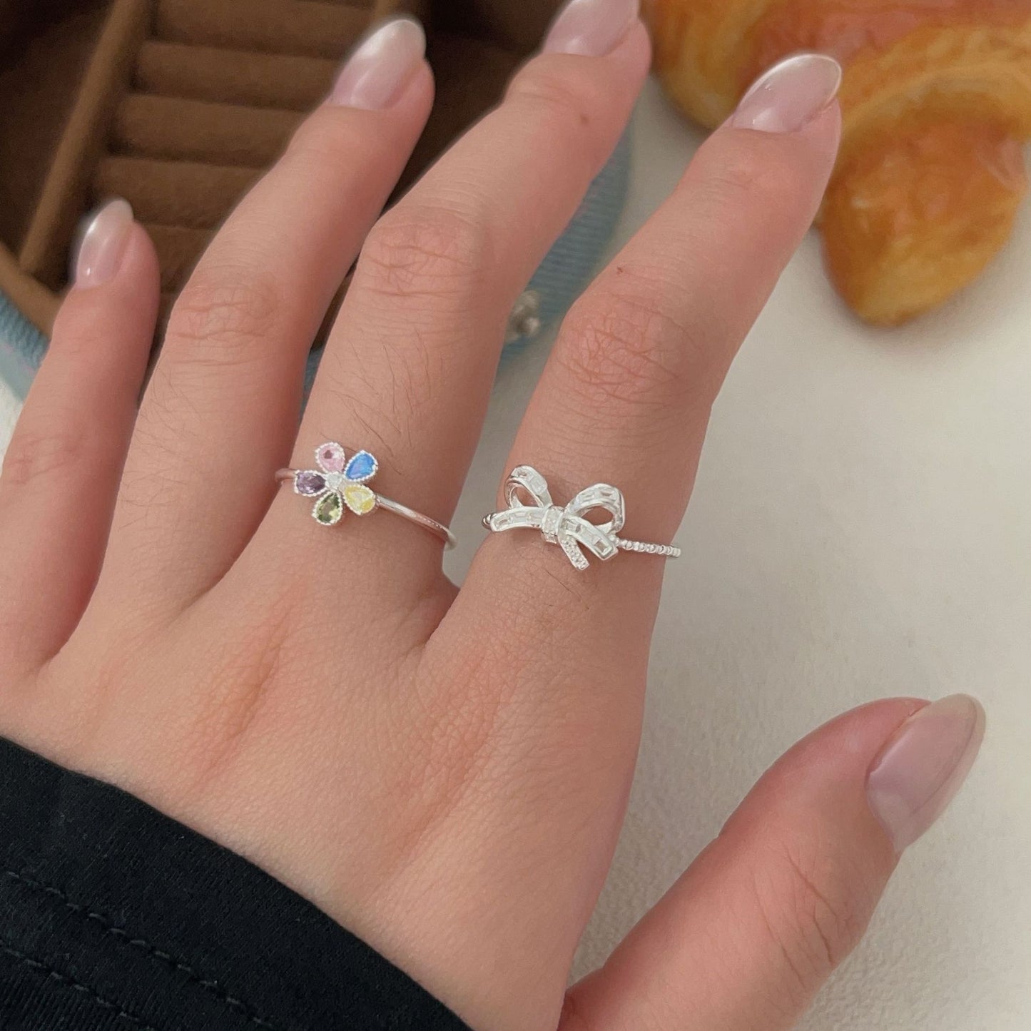 C3廠 韓國韓版鑲嵌蝴蝶結S925純銀戒指 批發 折扣@洽客服 25.11.W1「jz116 jz117」