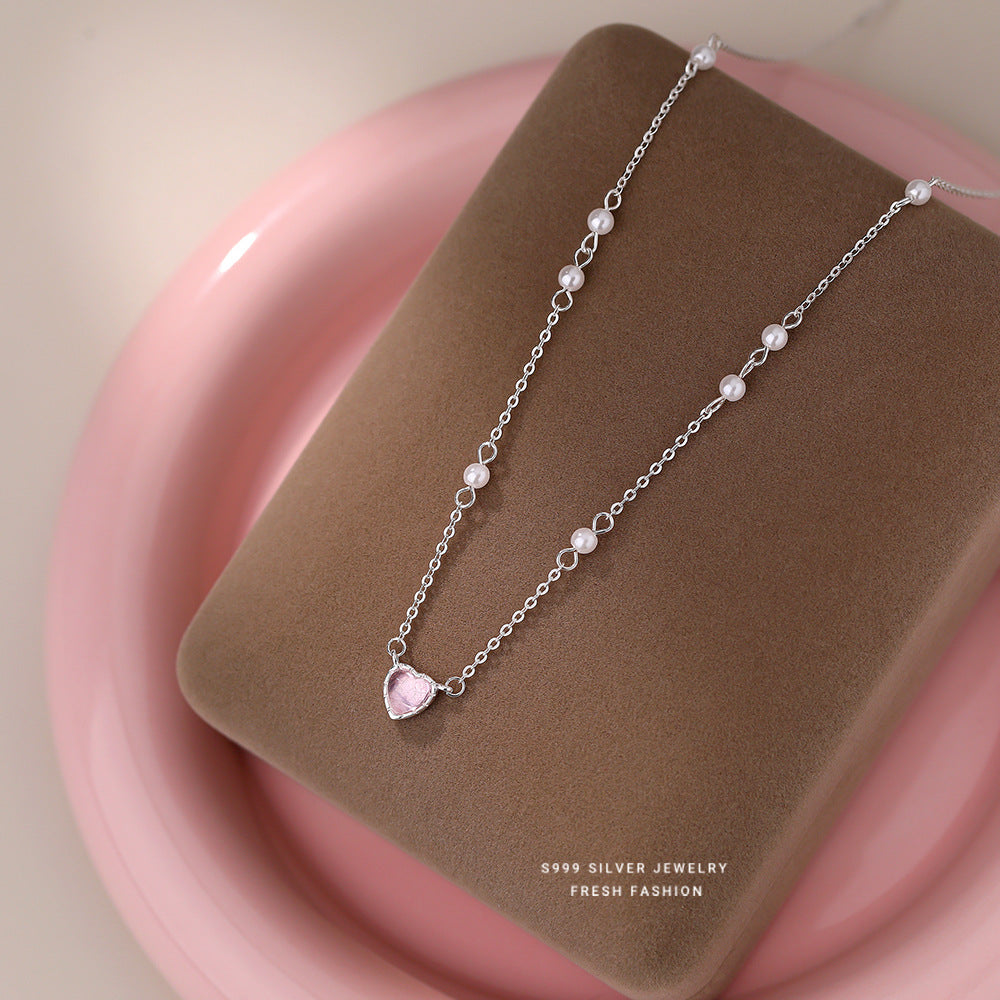 C廠 韓國韓版甜美愛心珍珠S999純銀項鍊 批發 折扣@洽客服 25.10.W5「A4477」