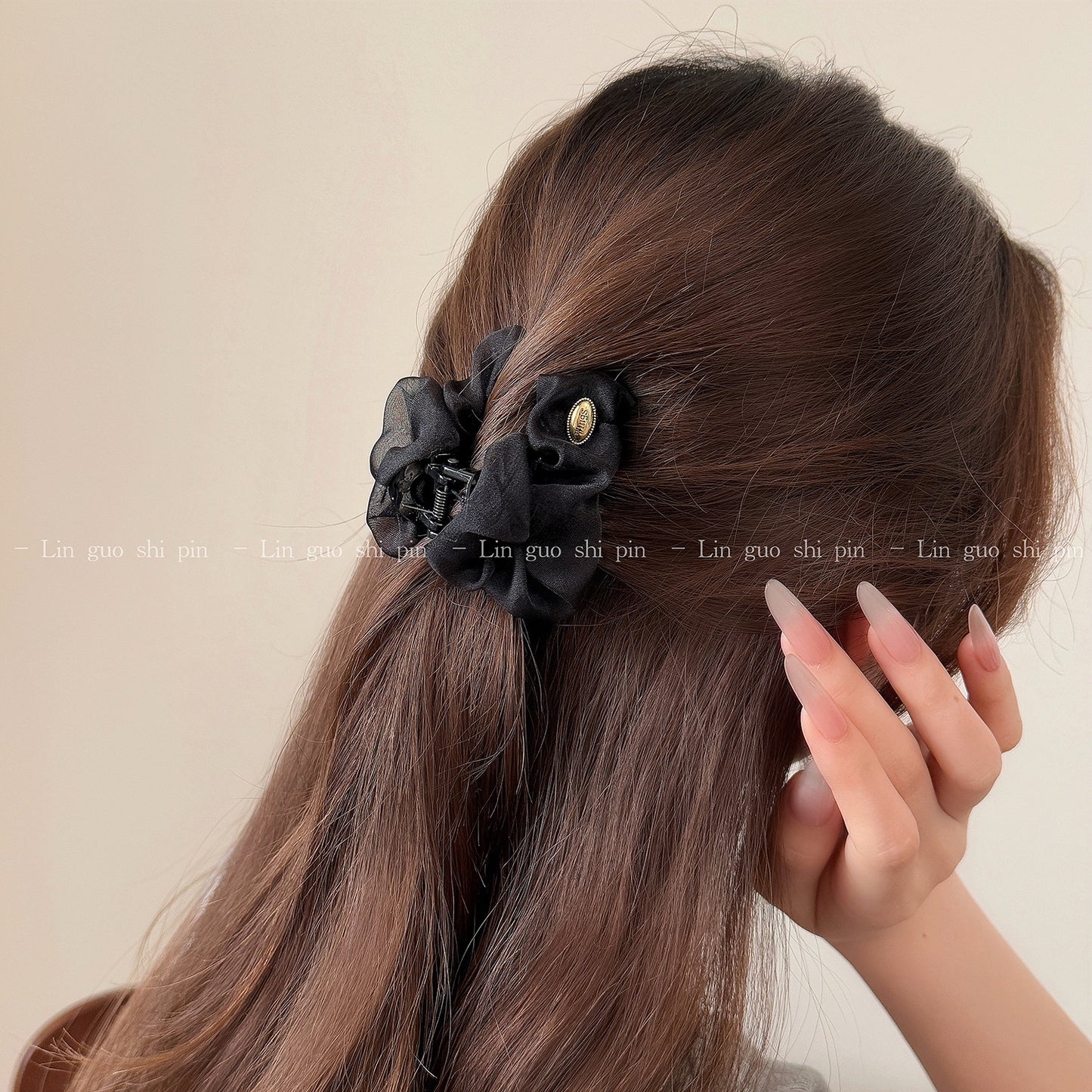 D廠 韓系溫柔網紗褶皺抓夾批發 折扣@洽客服 26.07.W2「FJ-0588」