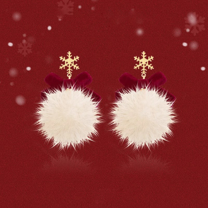 A2廠 日韓款滴油雪花鹿角毛球銀針耳環 批發 折扣@洽客服 25.11.W4「HE23942」