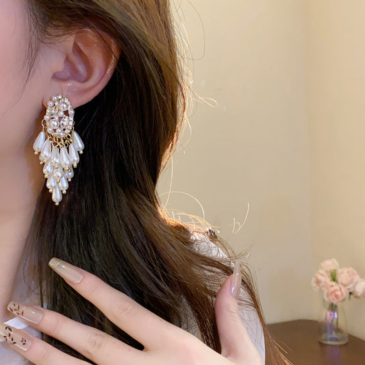 A2廠 鈦鋼｜韓國韓版鑲鑽橢圓形珍珠銀針耳環 批發 折扣@洽客服 26.01.W3「HE26577」