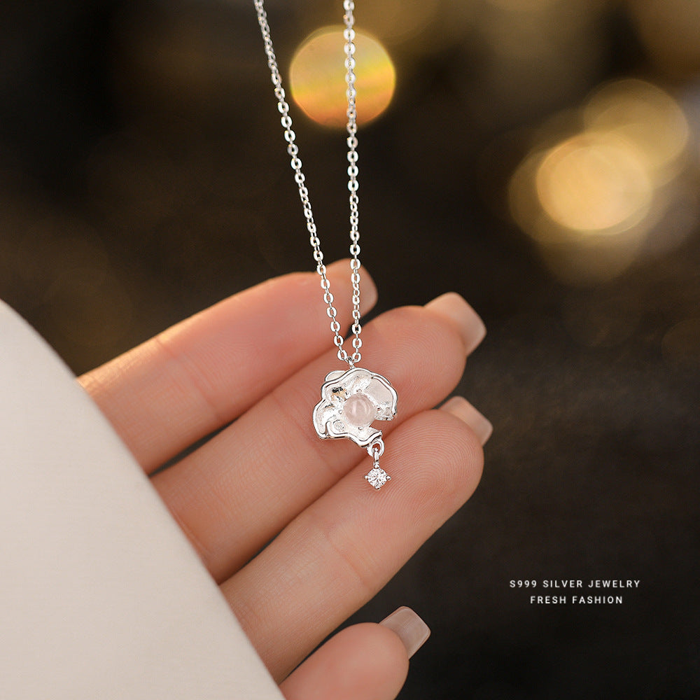 C廠 韓國韓版粉水晶花朵S999純銀項鍊 批發 折扣@洽客服 25.11.W1「A4540」