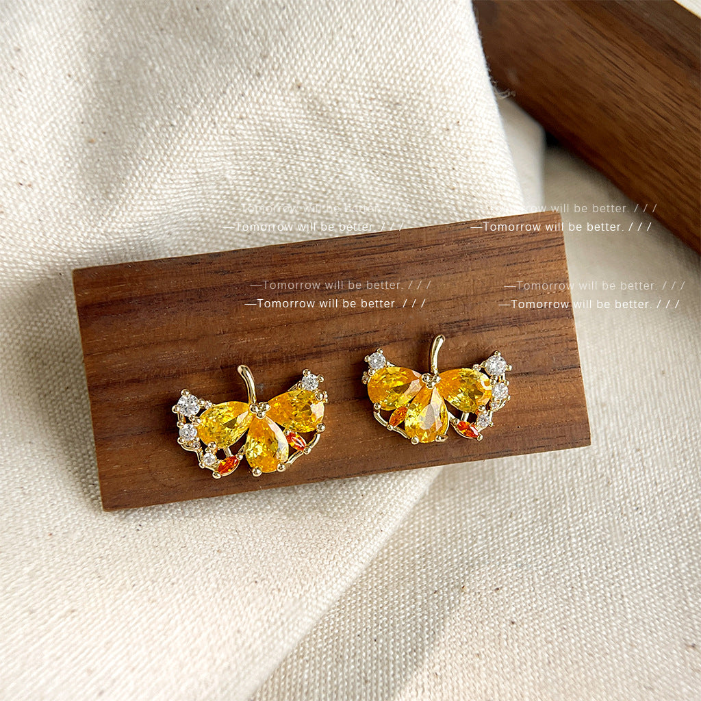 A廠 日韓款 微鑲鋯石銀杏葉銀針耳環 批發 折扣@洽客服 25.10.W5「4883」