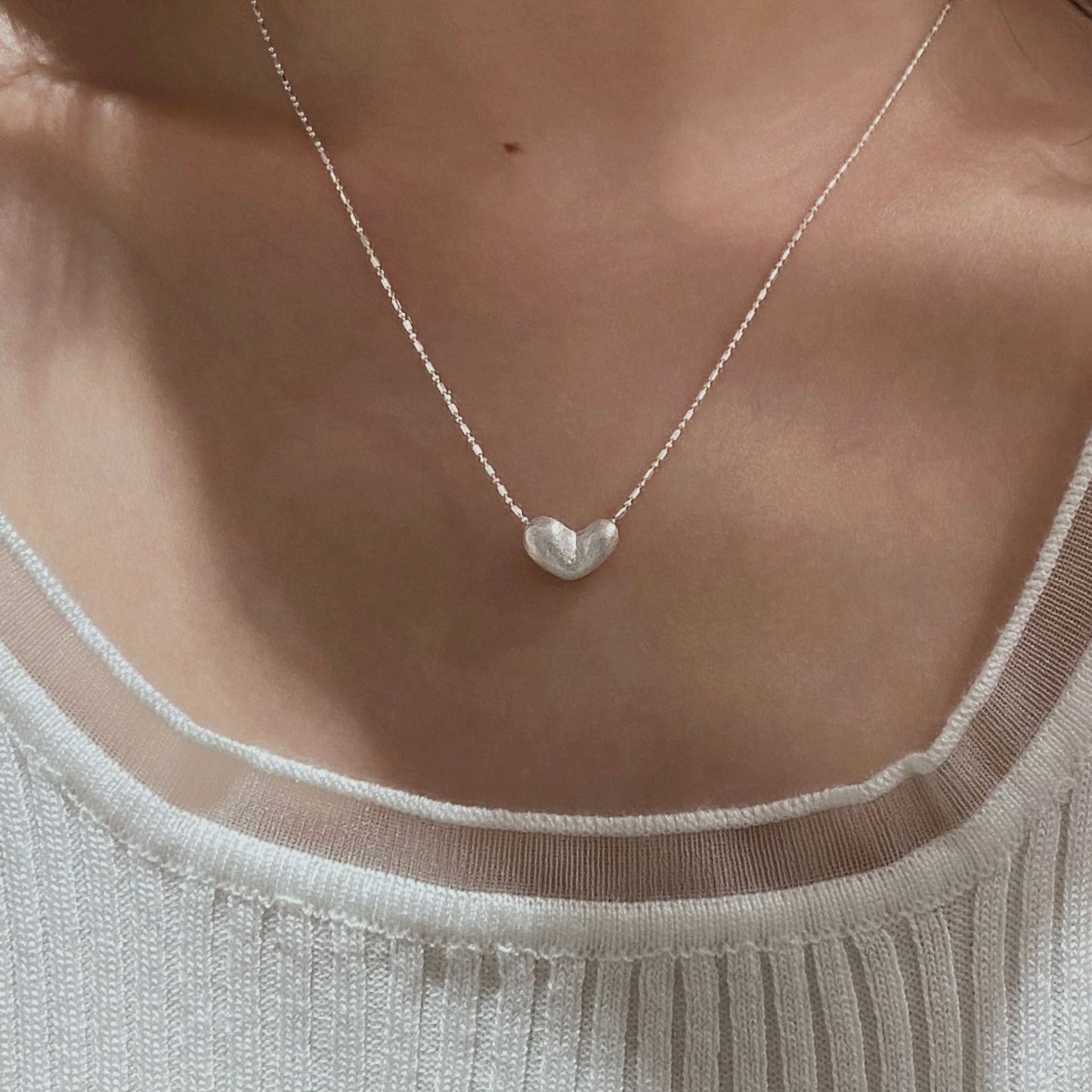 C2廠 韓國韓版拉絲愛心S925純銀項鍊 批發 折扣@洽客服 25.10.W5「SN3377」