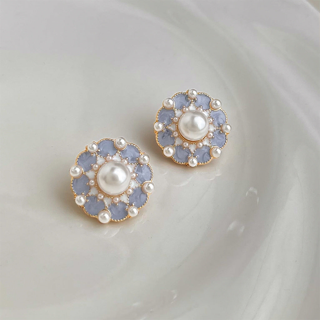 A2廠 日韓款復古油畫感花卉滴油銀針耳環 批發 折扣@洽客服 25.12.W1「B-439」