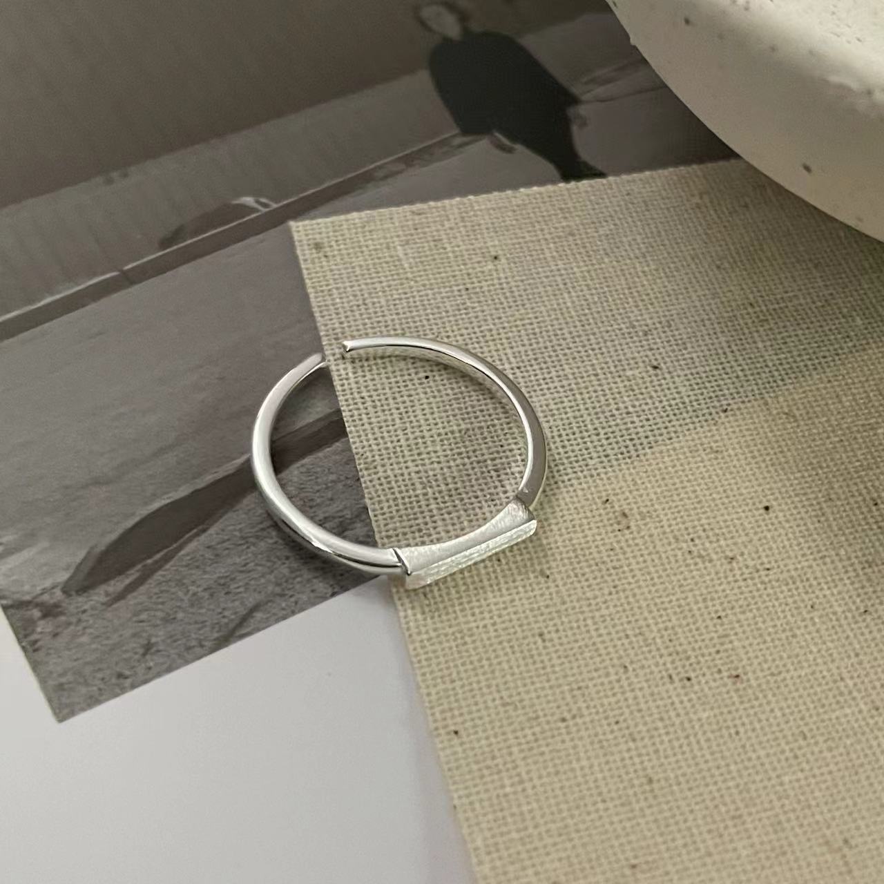 C2廠 韓國韓版幾何方塊磨砂S925純銀戒指 批發 折扣@洽客服 25.11.W1「SR1449」