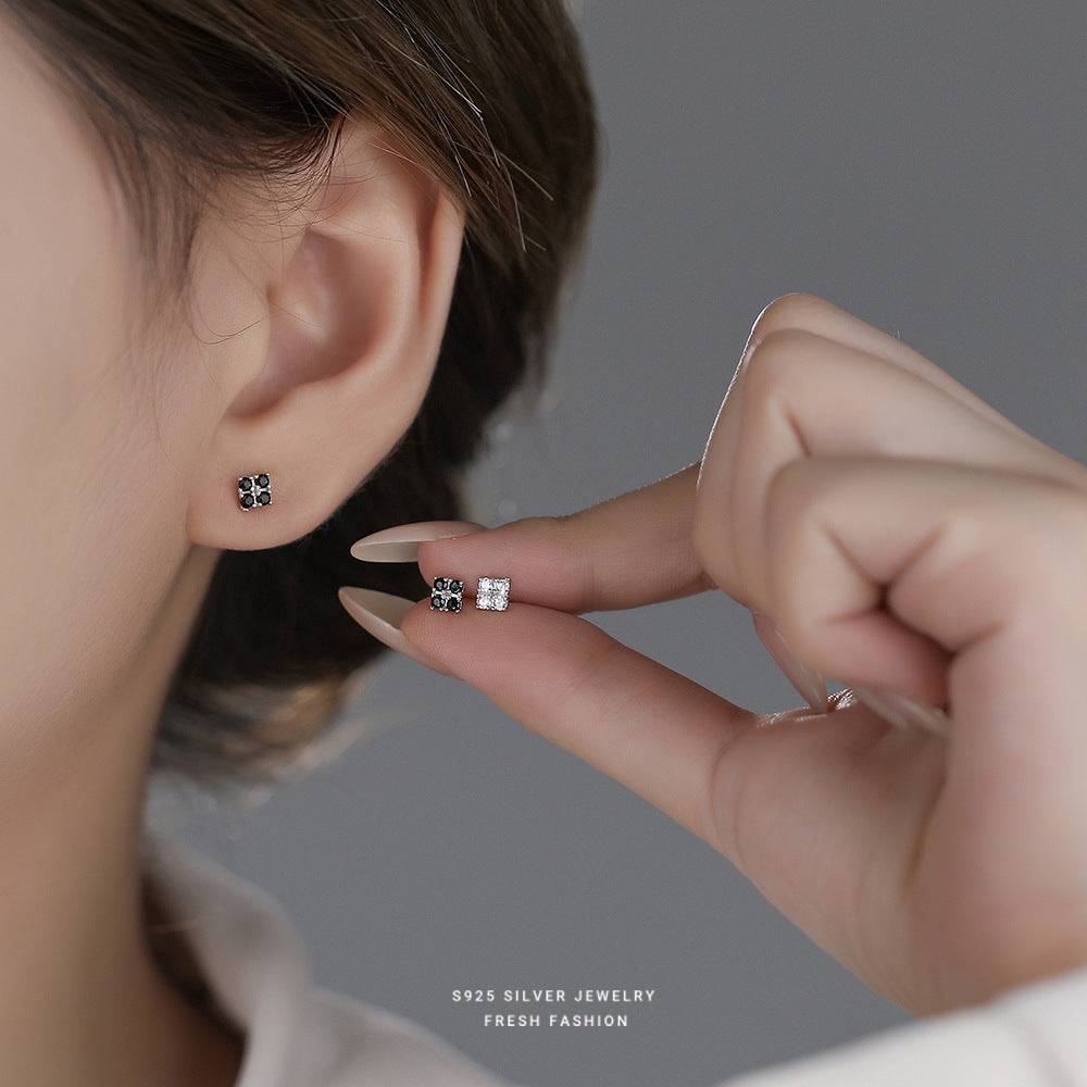 C廠 韓國韓版鋯石方塊S925純銀耳環 批發 折扣@洽客服 26.01.W1「E6000」