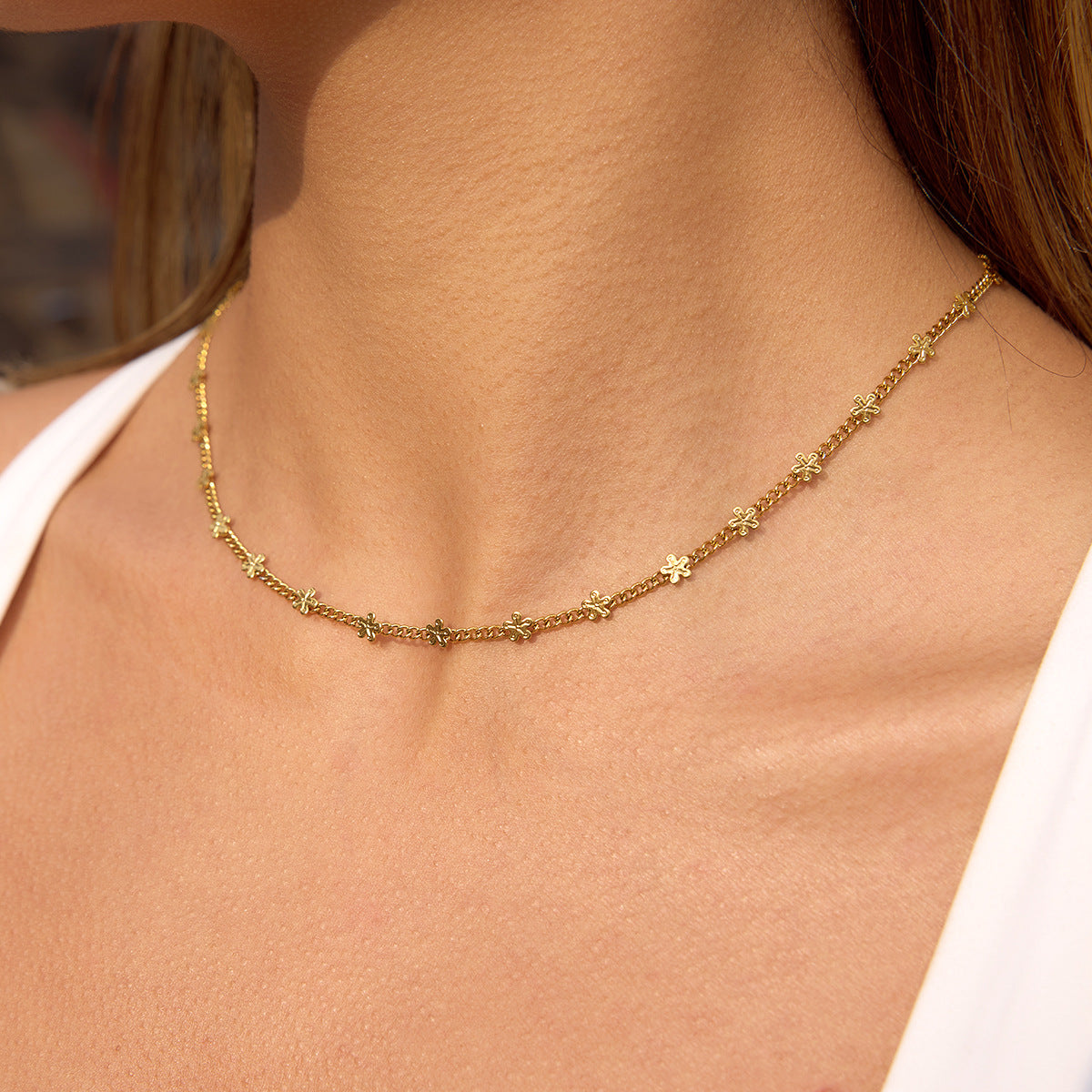 B廠 歐美款 花朵鈦鋼鍍18K金項鍊&手錬 批發 折扣@洽客服 26.02.W3「JDN0212203  JDB0212200」