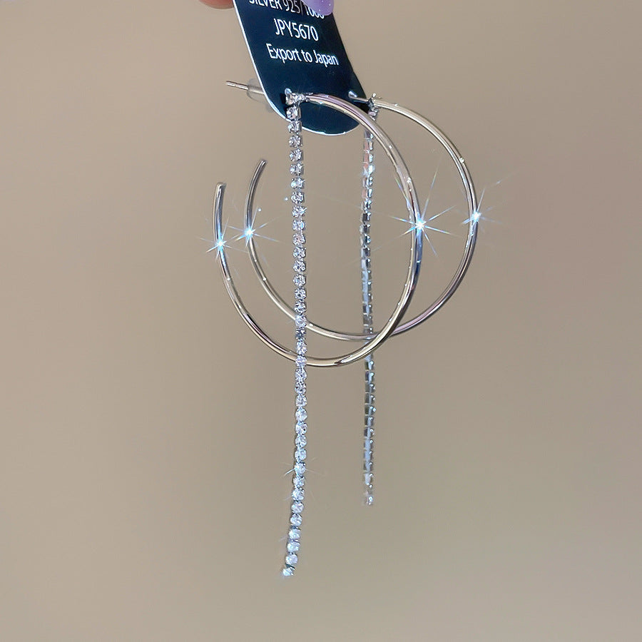 A2廠 韓國韓版鑲鑽圓形流蘇銀針耳環 批發 折扣@洽客服 25.12.W4「HE29662」