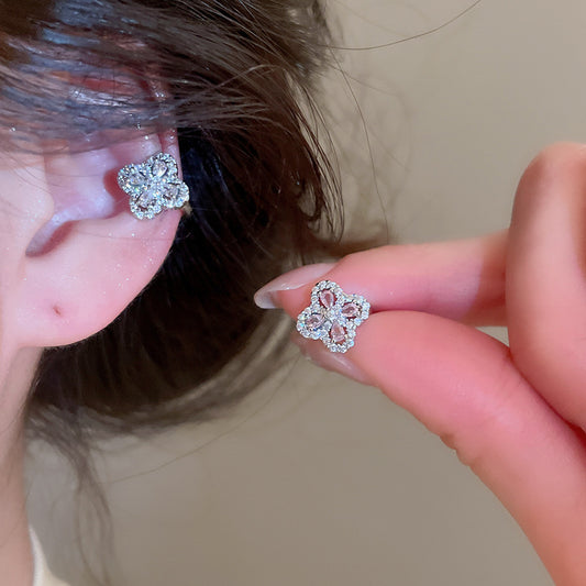 A2廠 韓國韓版優雅花卉鋯石耳夾批發 折扣@洽客服 26.03.W3「HE31262」