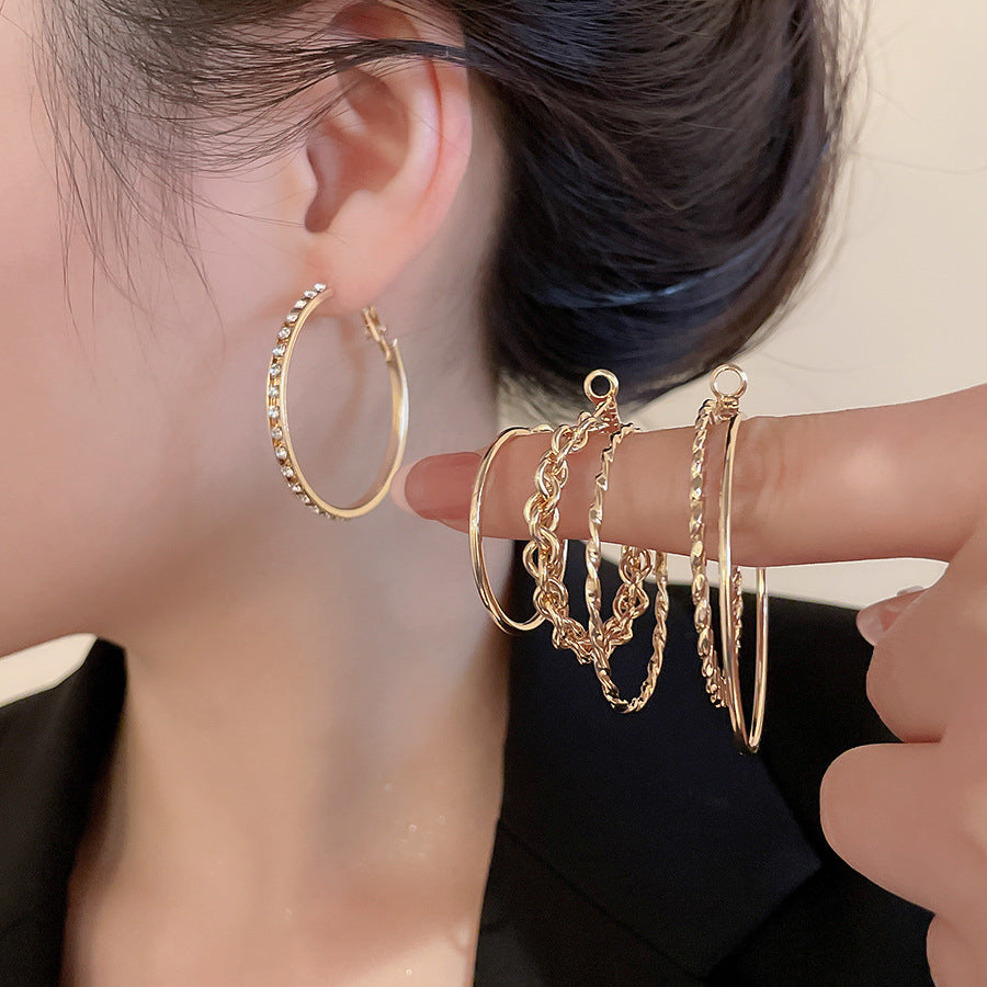 A2廠 鈦鋼｜【限量超值套組】時尚鑲鑽圓耳圈 批發 折扣@洽客服 26.01.W3「HE29686」