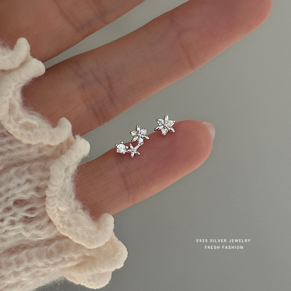 C廠 韓國韓版清新鋯石小花S925純銀耳環 批發 折扣@洽客服 26.01.W1「E6032」