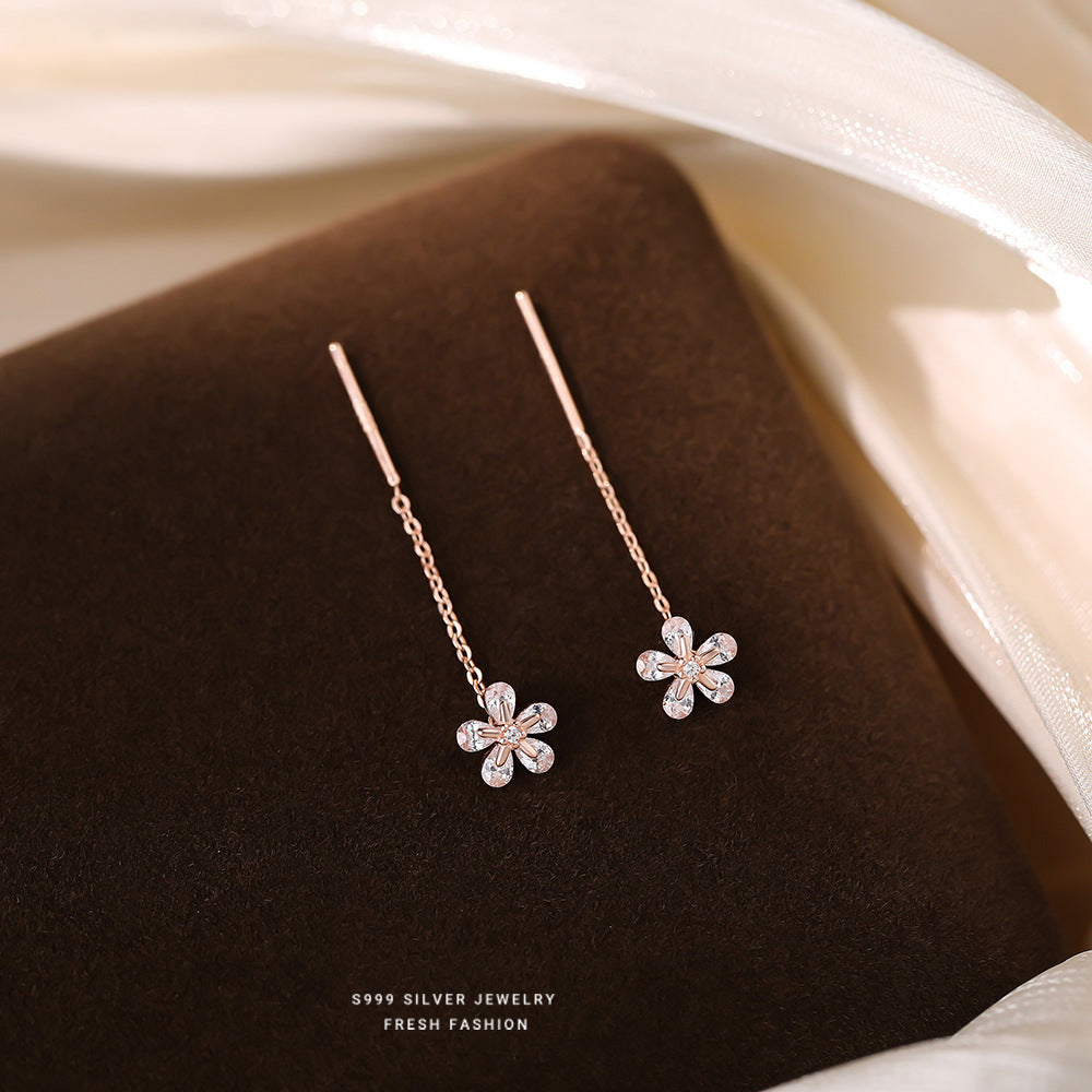 C廠 韓國韓版鋯石小花S999純銀耳線 批發 折扣@洽客服 24.11.W2「E2916」