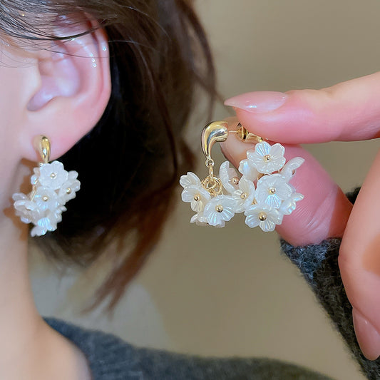 A2廠 韓國韓版真金電鍍花朵珍珠銀針耳環批發 折扣@洽客服 26.03.W3「HE30980」