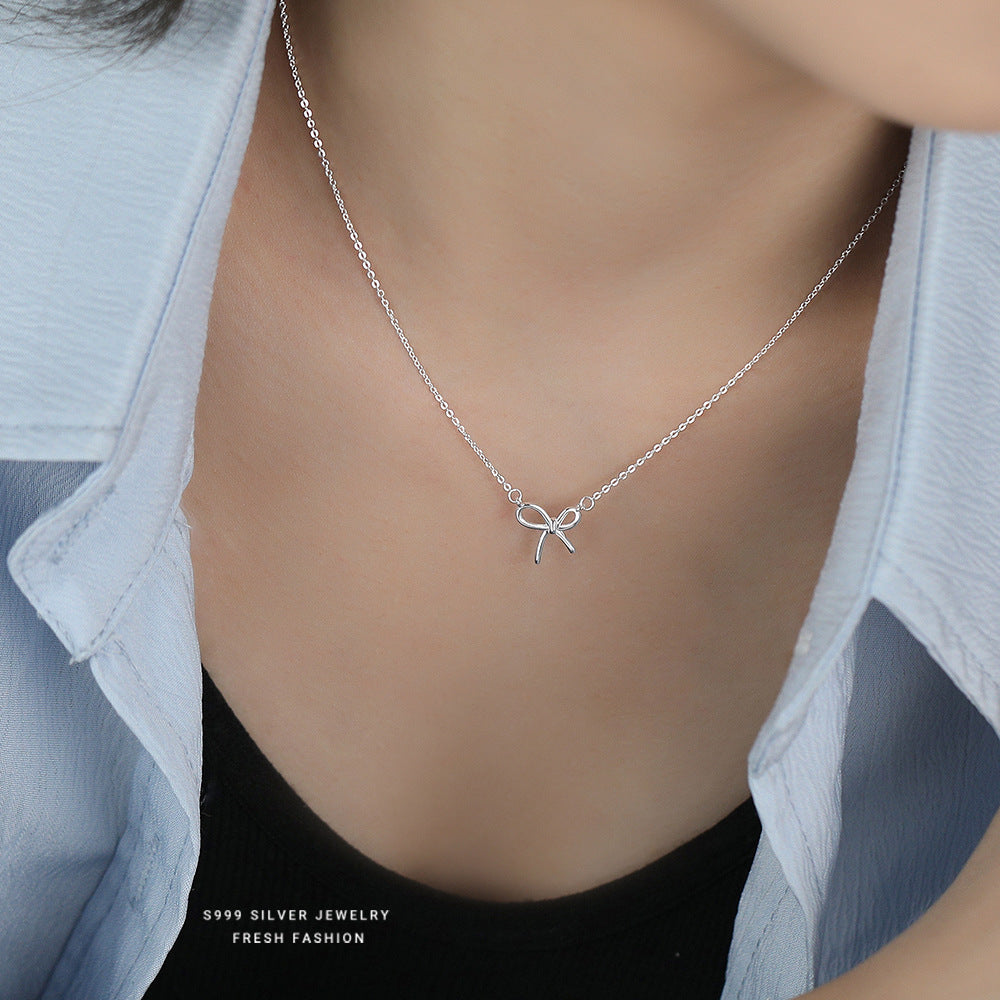 C廠 韓國韓版蝴蝶結S999純銀項鍊 批發 折扣@洽客服 25.12.W1「A4736」