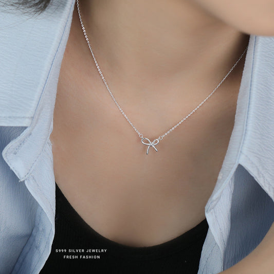 C廠 韓國韓版蝴蝶結S999純銀項鍊 批發 折扣@洽客服 25.12.W1「A4736」