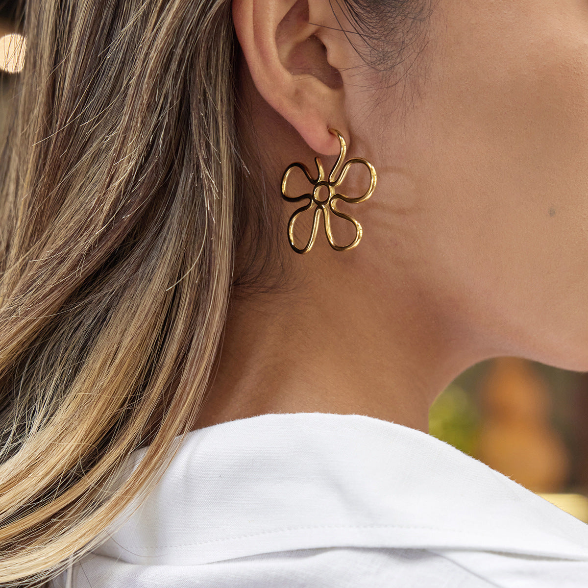 B廠 歐美款STEPHANIE 鈦鋼鍍18K金耳環 批發 折扣@洽客服 25.12.W3 「JDE0410005」