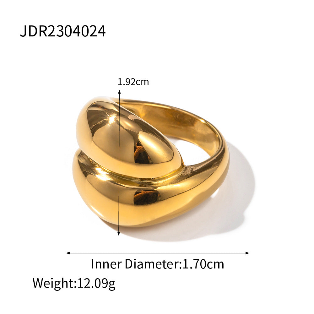 D廠【JDR2304023】歐美時尚18K金不銹鋼誇張愛心戒指 23.07.W2