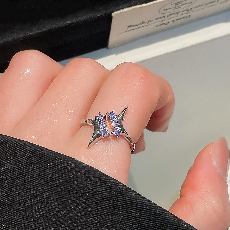 A2廠 韓國韓版 鋯石拼接芒星開口戒指批發 折扣@洽客服 26.03.W2「HR2977」