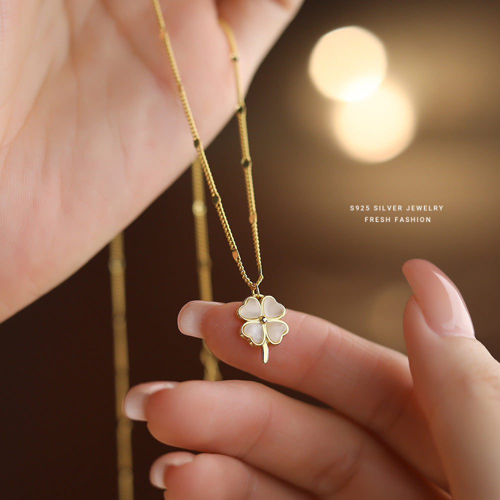 C廠 韓國韓版貓眼石四葉草S925純銀項鍊 批發 折扣@洽客服 25.11.26「A2587」