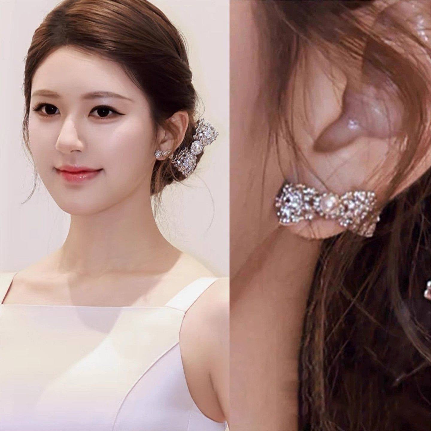 A2廠 韓國韓版鑲鑽鏤空蝴蝶結珍珠銀針耳環 &髮夾 批發 折扣@洽客服 26.02.W3「HE30451HH9523」