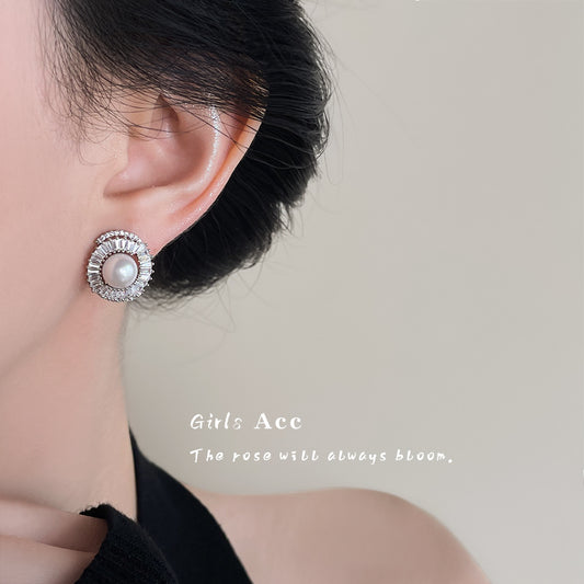 A廠 日韓款輕奢微鑲鋯石珍珠銀針耳環 批發 折扣@洽客服 25.12.W2「3198」