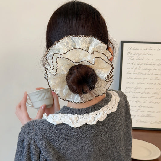D廠 韓系髮飾甜美刺繡四層蕾絲髮圈髮飾批發 折扣@洽客服 26.04.W4 「FQ-0408」