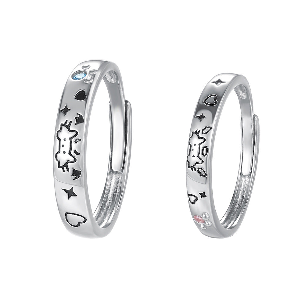C廠 S925純銀｜ 貓狗日記情侶戒指 批發 折扣@洽客服 26.01.W2「YK0171 YK0172」