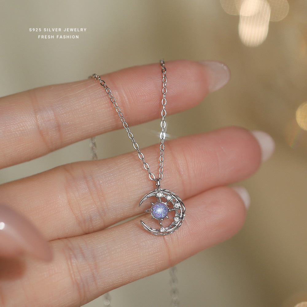 C廠 韓國韓版幻彩星月S925純銀項鍊 批發 折扣@洽客服 25.12.W1「A4694」