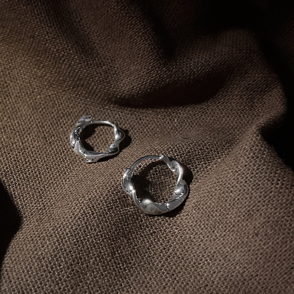 A廠 韓系款簡約扭圈圓形金屬銀針銀針耳環 批發 折扣@洽客服 25.12.W1「282」