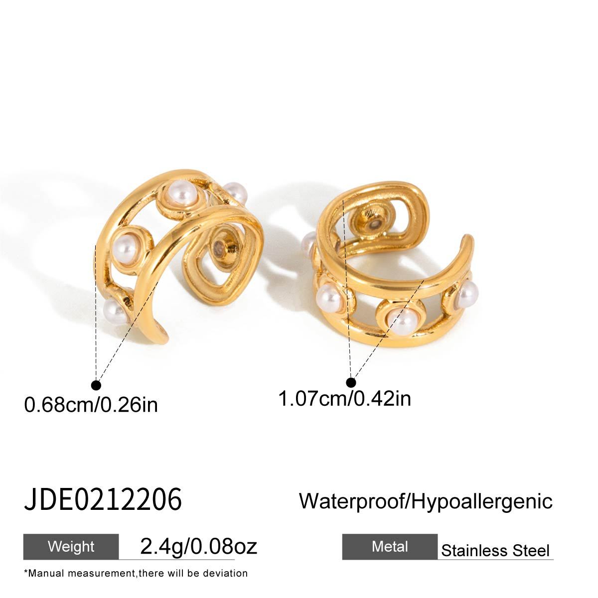 B廠 歐美款線條鏤空珍珠耳夾批發 折扣@洽客服 26.03.W2「JDE0212206」