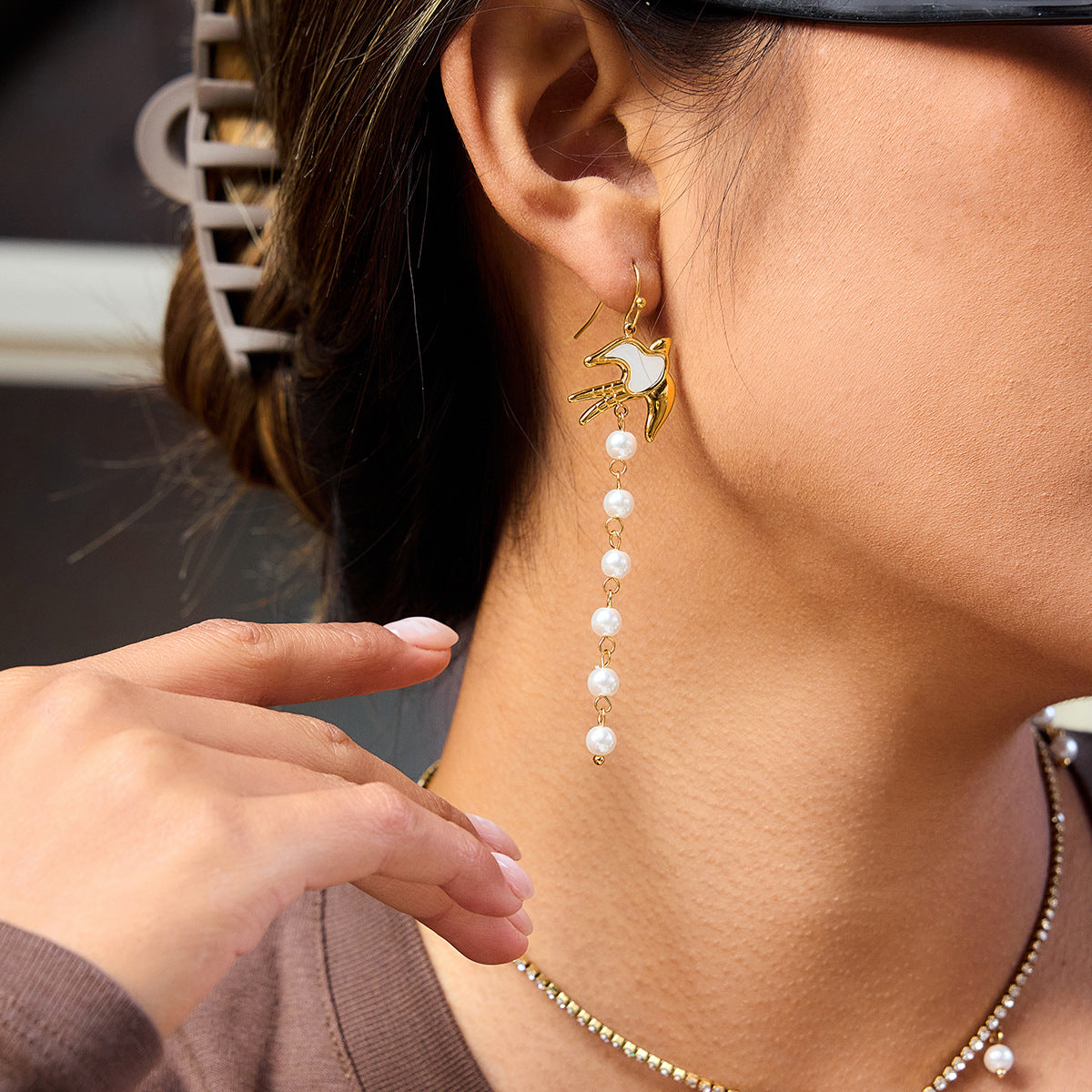 B廠 鈦鋼鍍18K金｜歐美仿珍珠和平鴿貝母耳環&項鍊 批發 折扣@洽客服 26.01.W4「JDN0211117,JDE0211107,JDE0211113」