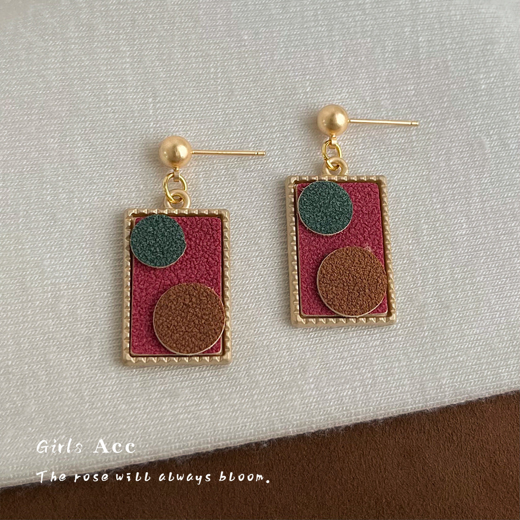 A廠 日韓款 手工藝皮革拼接銀針耳環 批發 折扣@洽客服 25.10.W5「6783」