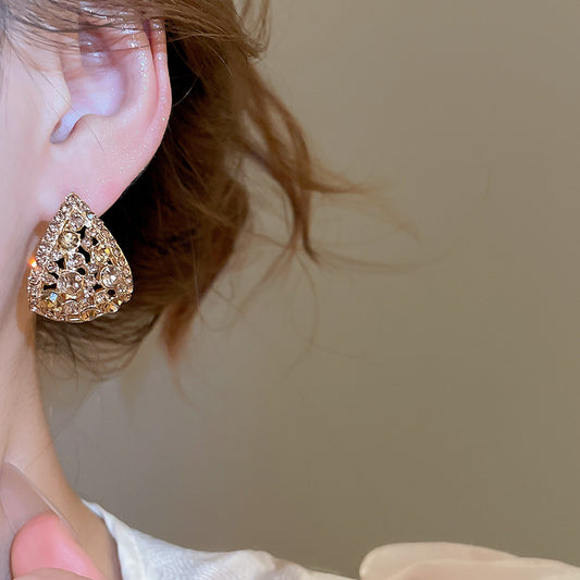 A2廠 韓國韓版鑲鑽水滴鏤空銀針耳環 批發 折扣@洽客服 25.10.W5「HE28833」