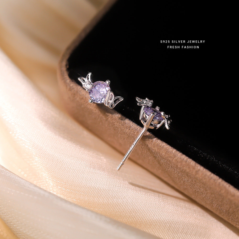 C廠 韓國韓版變藍鋯石蝴蝶S925純銀耳環 批發 折扣@洽客服 26.01.W1「E6007」