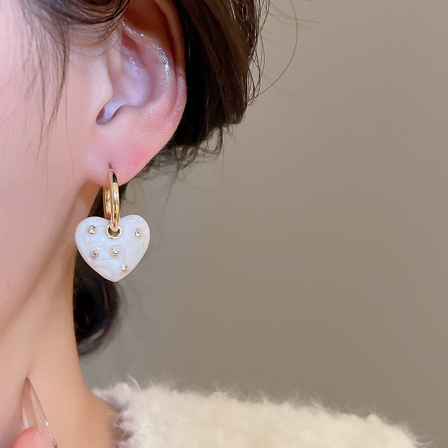 A2廠 韓國韓版鑲鑽滴油愛心吊墜銀針耳環 批發 折扣@洽客服 25.11.W1「WE4893」