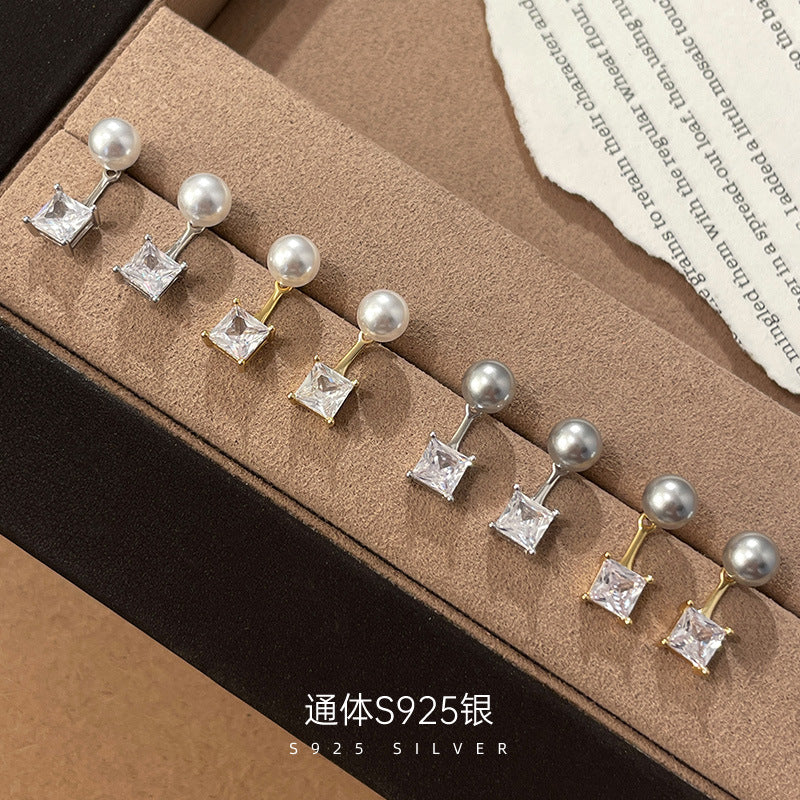 C廠 韓系後掛式珍珠鋯石S925純銀耳環批發 折扣@洽客服 26.07.W1「ES3658」