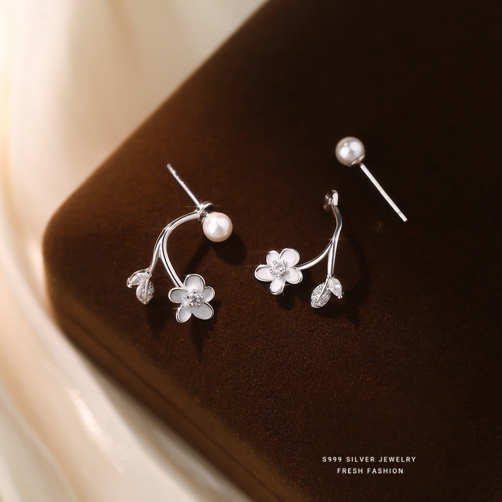 C廠 韓國韓版珍珠花朵S999純銀耳環 批發 折扣@洽客服 25.12. W2「E5866」
