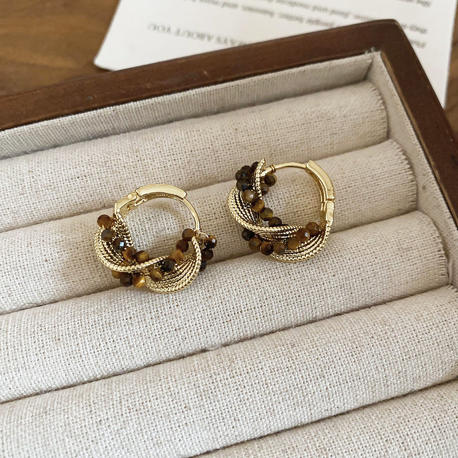 A2廠 韓國韓版虎眼石扭曲三角形銀針耳環 批發 折扣@洽客服 25.12.W4「HE29718」