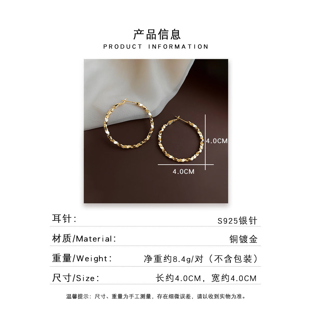 A廠 日韓款金屬感碎銀幾何大銀針耳環批發 折扣@洽客服 26.05.W2「5912」