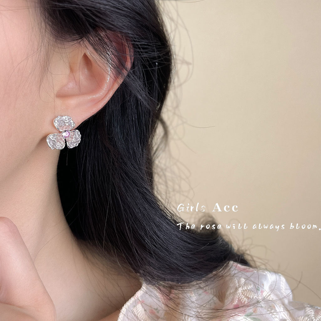A廠 日韓款 漸層粉水晶花耳環批發 折扣@洽客服 26.07.W1「4550」