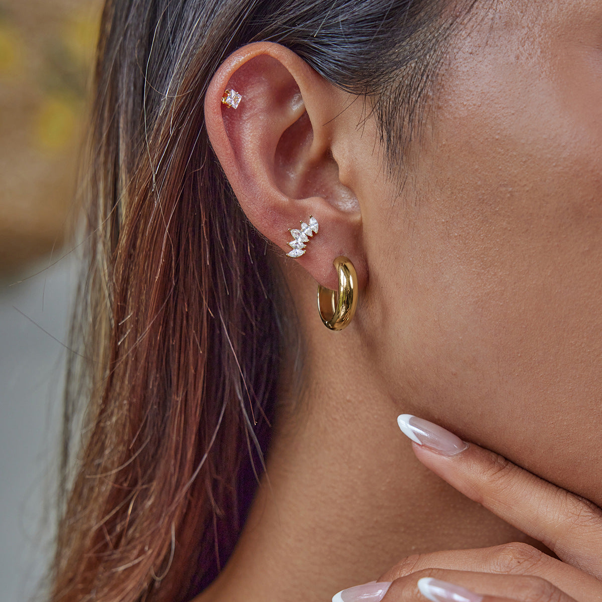 B廠 歐美款 AURORA 鈦鋼鍍18K金耳環 批發 折扣@洽客服 25.12.W1「JDE0305070」