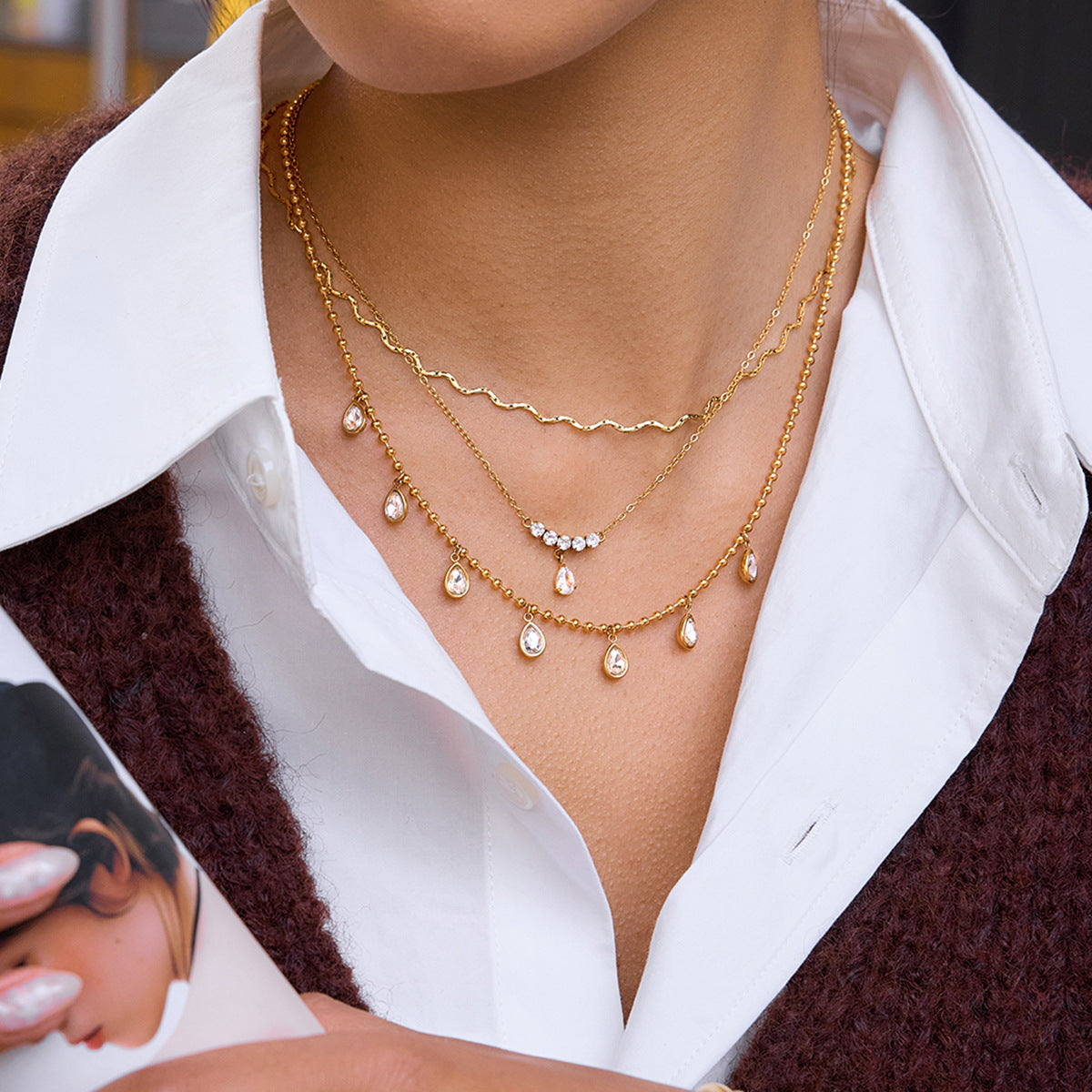 B廠 鈦鋼鍍18K金｜ 極細波浪項鍊 批發 折扣@洽客服 26.01.W2「JDN0311454」