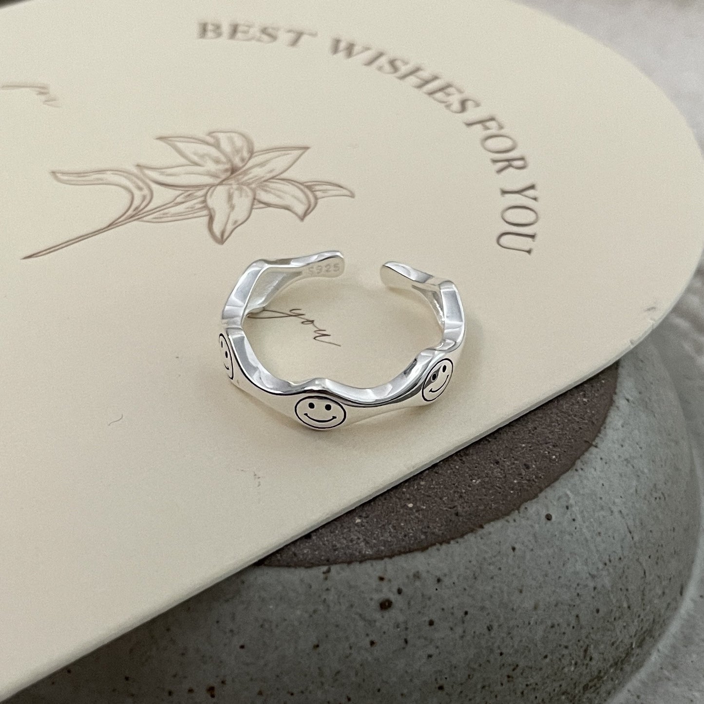 C2廠 韓國韓版波浪笑臉S925純銀戒指 批發 折扣@洽客服 26.01.W1「SR1265」