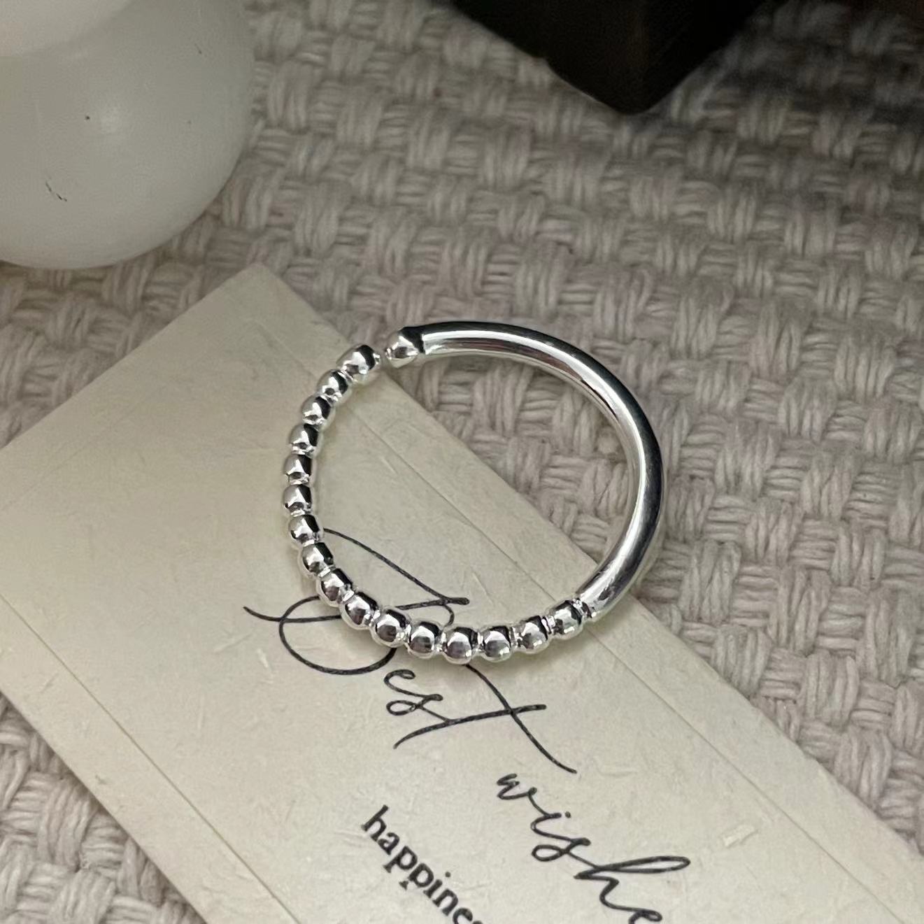 C2廠 韓國韓版圓珠不對稱S925純銀戒指 批發 折扣@洽客服 25.10.W5「SR1418」