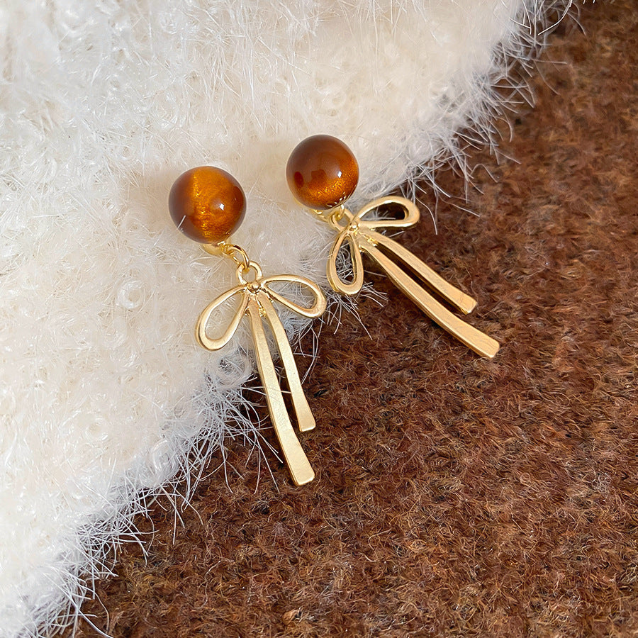 A2廠 韓國韓版虎眼石蝴蝶結吊墜耳環  批發 折扣@洽客服 26.01.W1「HE29664」