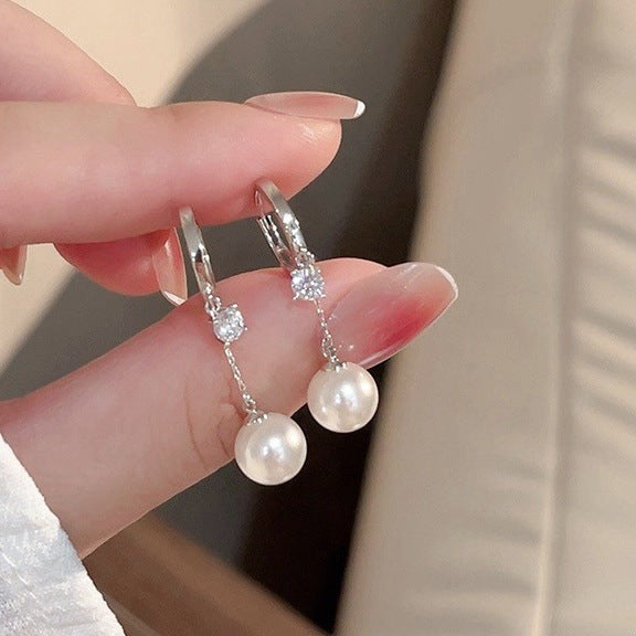 A2廠 鈦鋼｜韓國韓版復古鋯石流蘇珍珠銀針耳環 批發 折扣@洽客服 26.01.W4「HE30416」