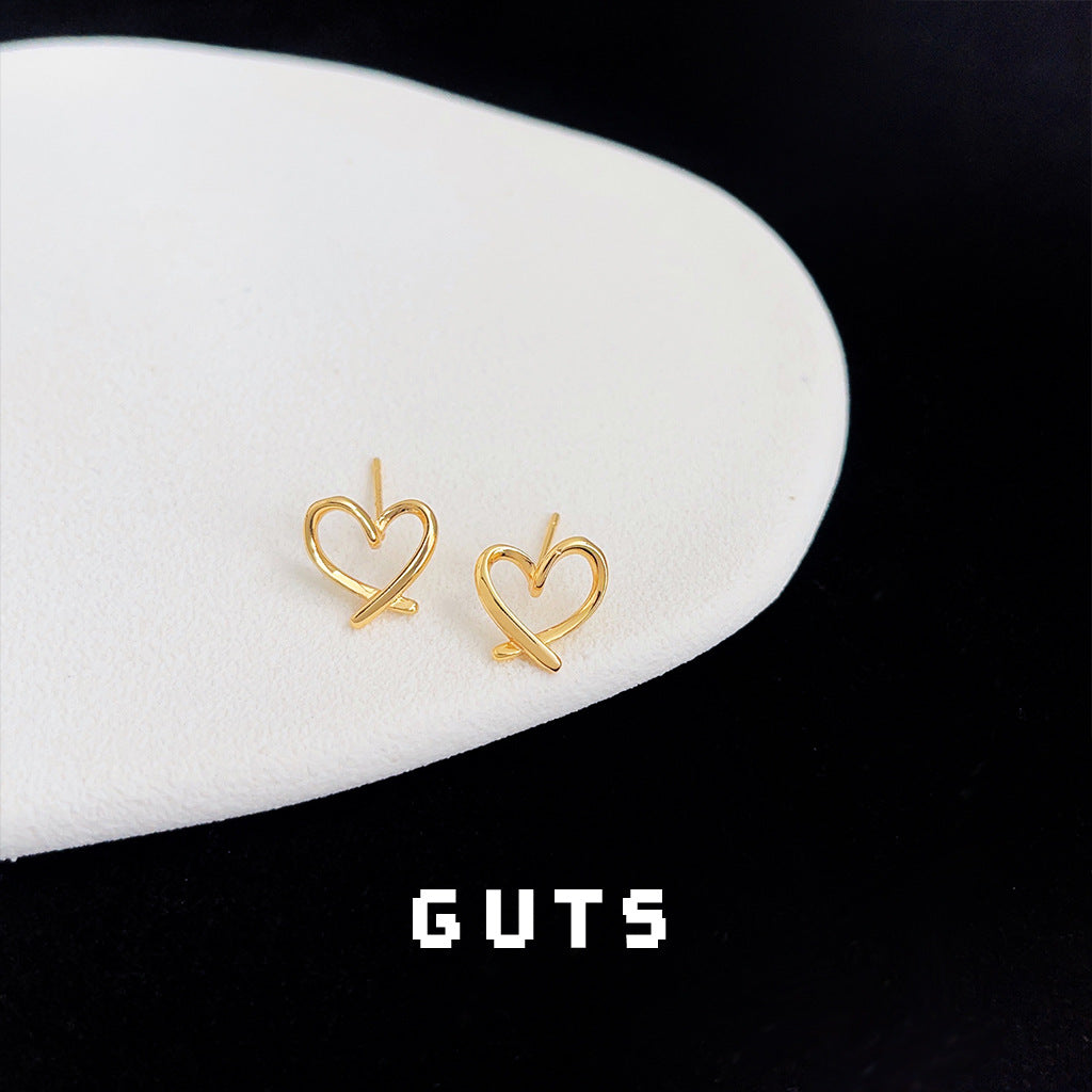 A廠 日韓款 極簡風鏤空愛心厚鍍18k電鍍銀針耳環 批發 折扣@洽客服 25.11.W2「2619-2620」