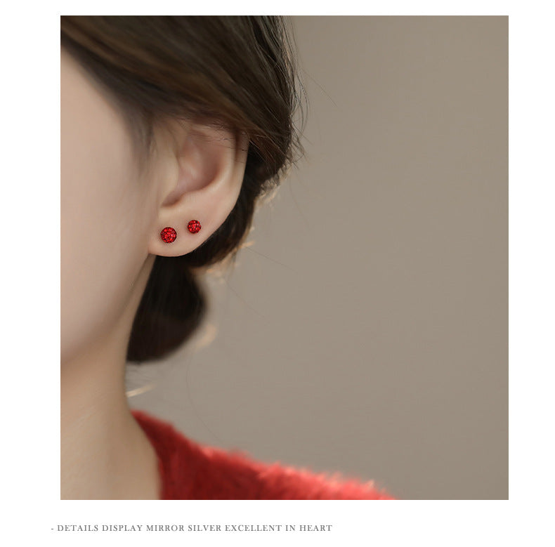 C廠 S999純銀｜韓國韓版紅色水鑽香巴拉耳環 批發 折扣@洽客服 26.01.W3「E067」