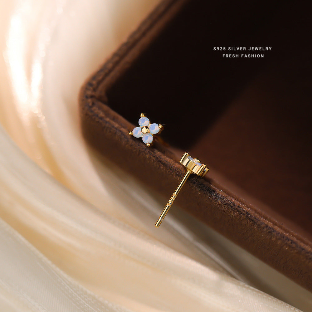 C廠 韓國韓版藍蛋白石小花朵S925純銀耳環 批發 折扣@洽客服 25.12. W2「E5850」